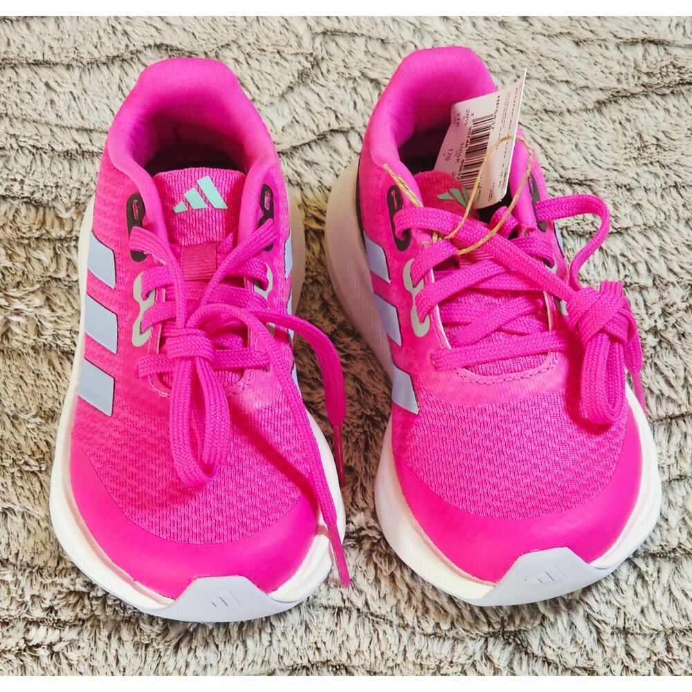 NWOB Adidas Runfalcon 3.0 K Kids Running Shoes Fuchsia Pink Blue - Size 11K - Picture 2 of 8